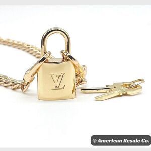 Louis Vuitton LV #315 Gold Lock Vintage and Rare PadLock Lock 2 Keys Necklace
